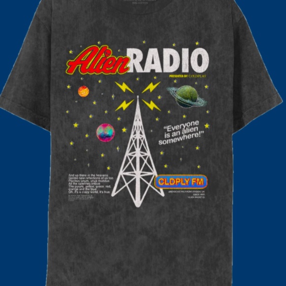 Coldplay Music of the Spheres Tour "Alien Radio" Concert Tee - Sz Large - Picture 1 of 3